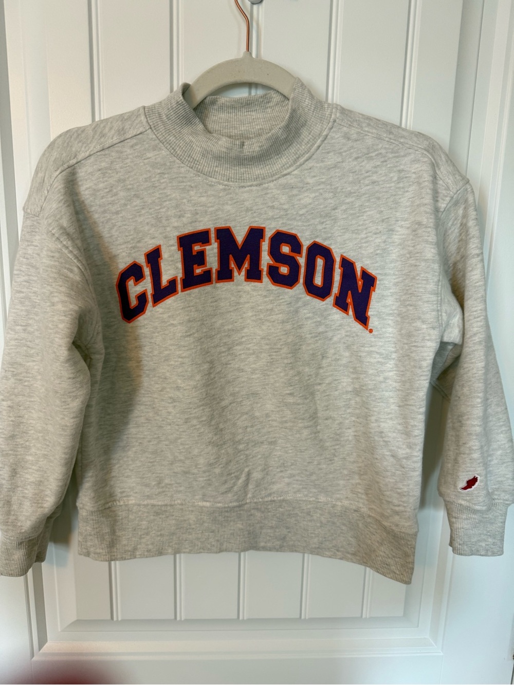 League Kids Clemson Tigers Mock Neck Sweatshirt Youth Medium 7-8 Gray Pullover